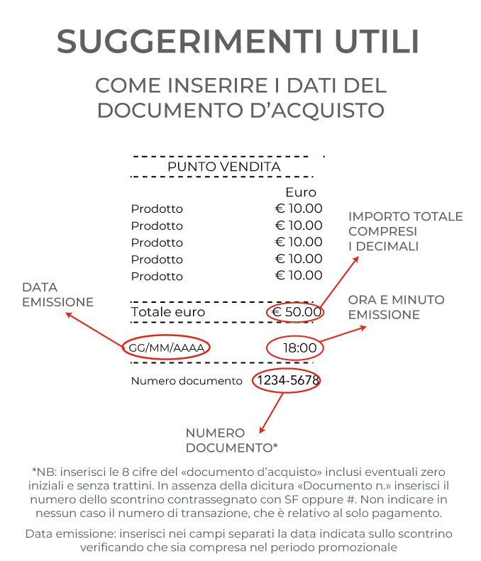 scontrino dettagli utili